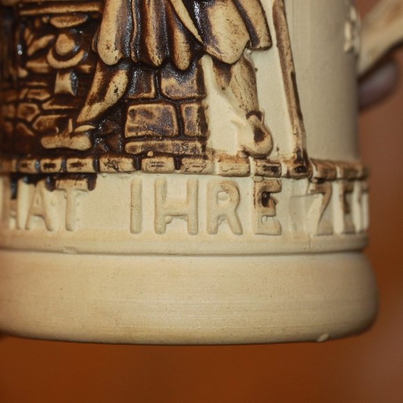 vintage German beer stein Mug porcelain ceramic Scenic Raised Detail - Picture 4 of 6